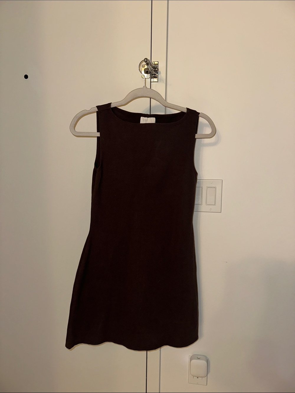 Reformation Sleeveless Mini Dress in Dark Brown